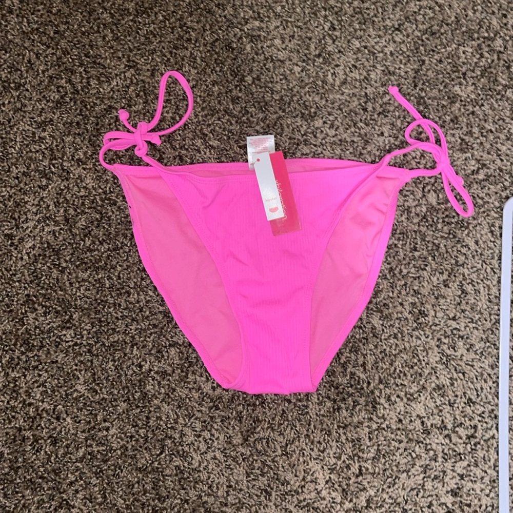 Pink Ribbed Hipster Bikini Bottom
